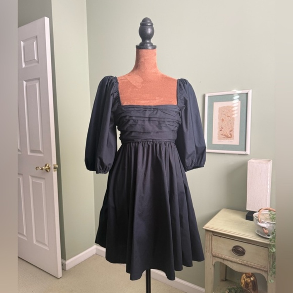 Abercrombie & Fitch Navy Lantern Sleeve Babydoll Dress